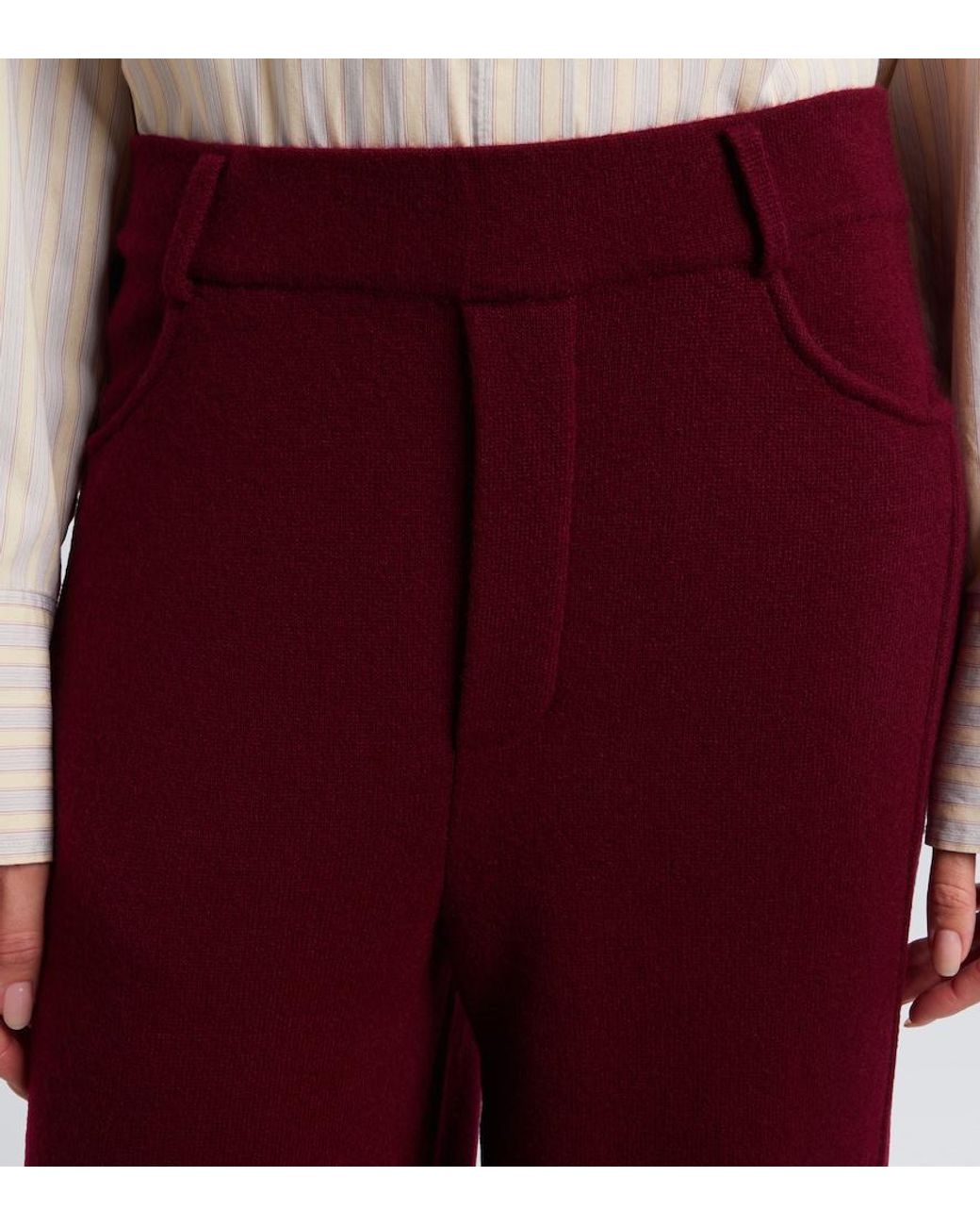 Lisa Yang Red Veda Cashmere Barrel-Leg Pants