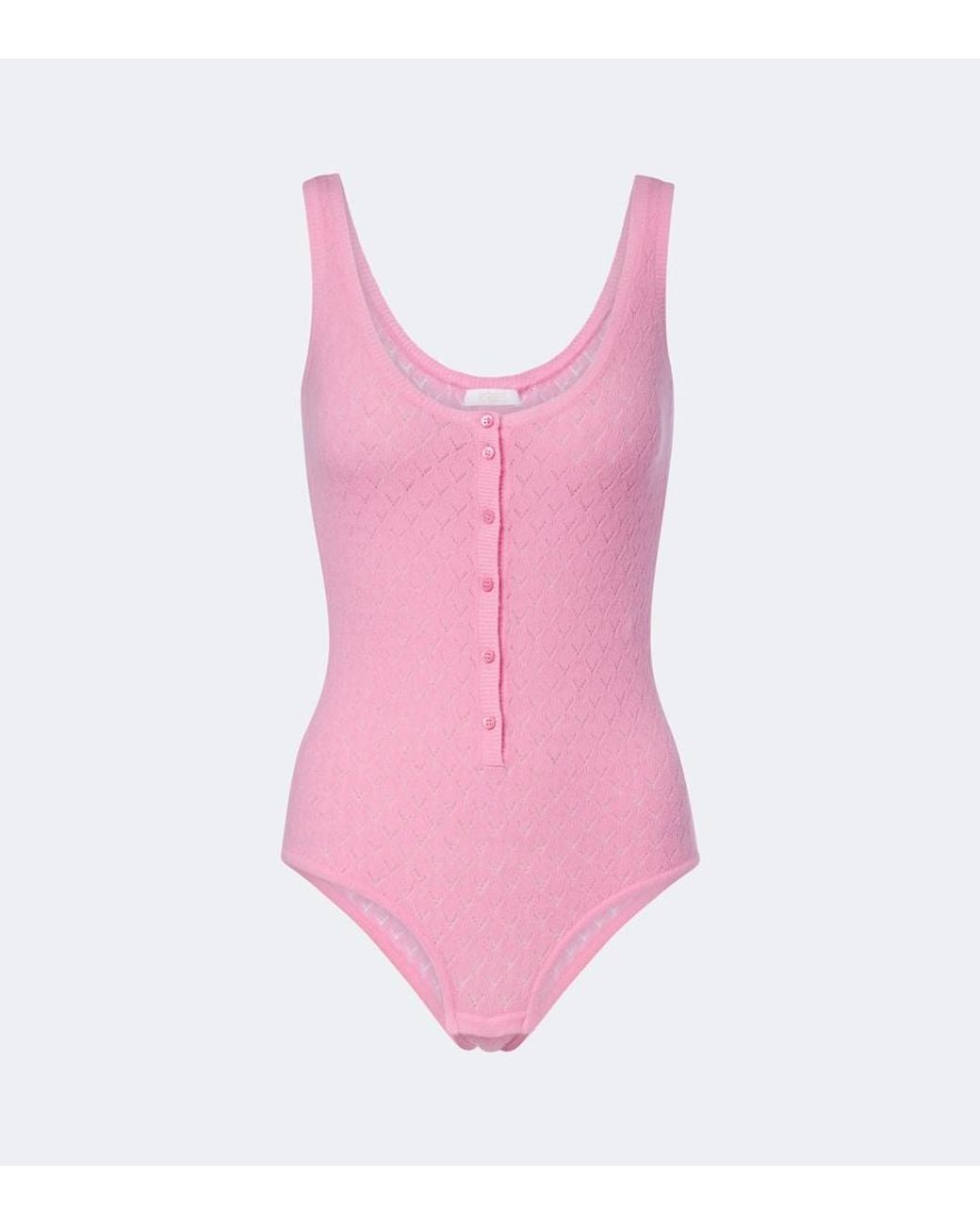 Eres Pink Gourmandise Pointelle Wool-Blend Bodysuit