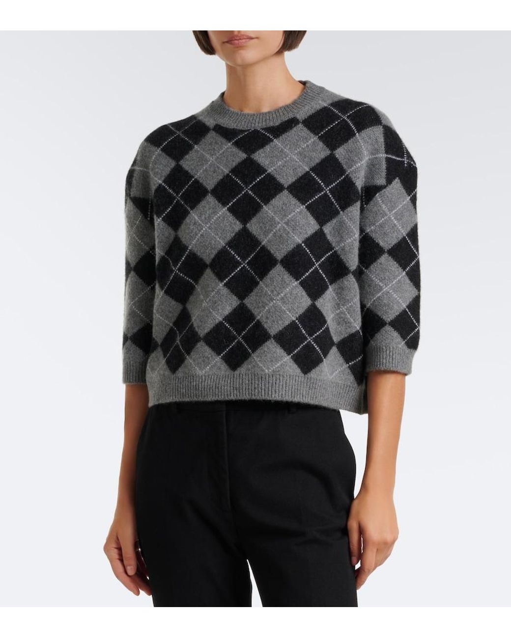 arch4 Black Karlie Argyle Cashmere Sweater