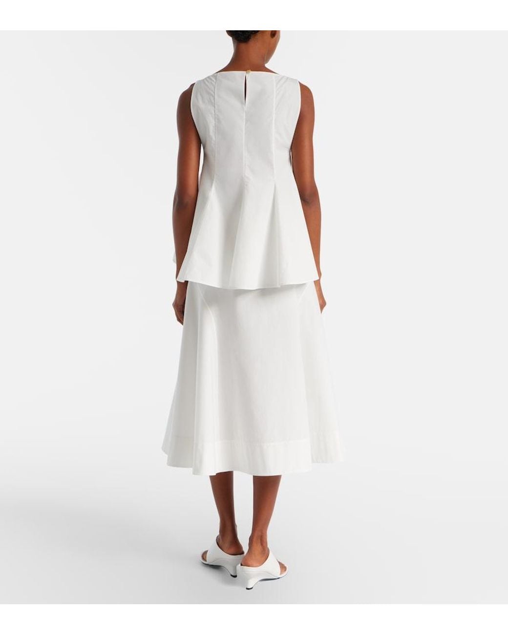 Khaite White Artin Cotton Midi Skirt