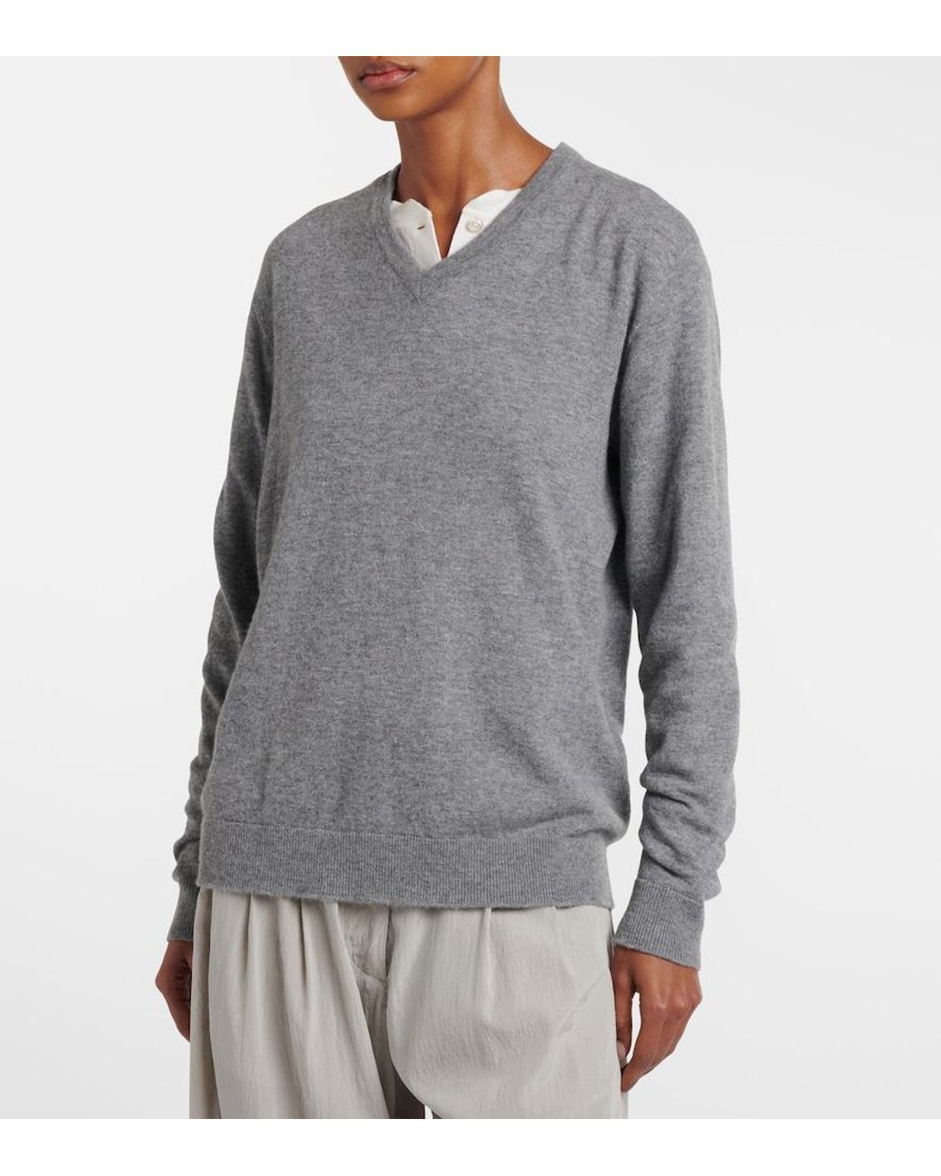 The Row Gray Nian Cashmere Top