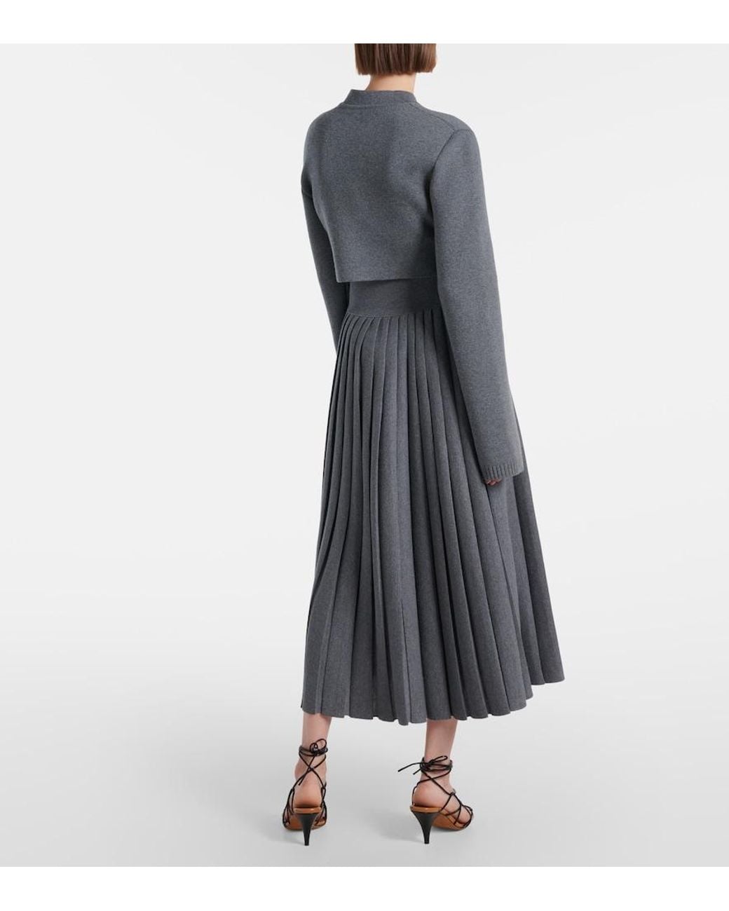 Khaite Gray Ello Cropped Wool-Blend Jacket