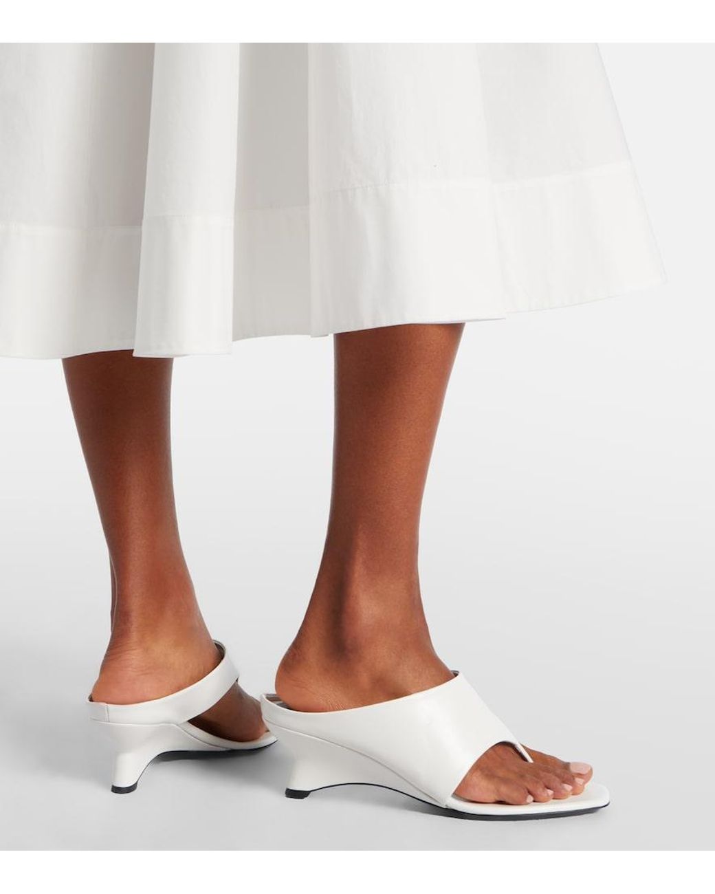 Khaite White Marlow 55 Leather Mules