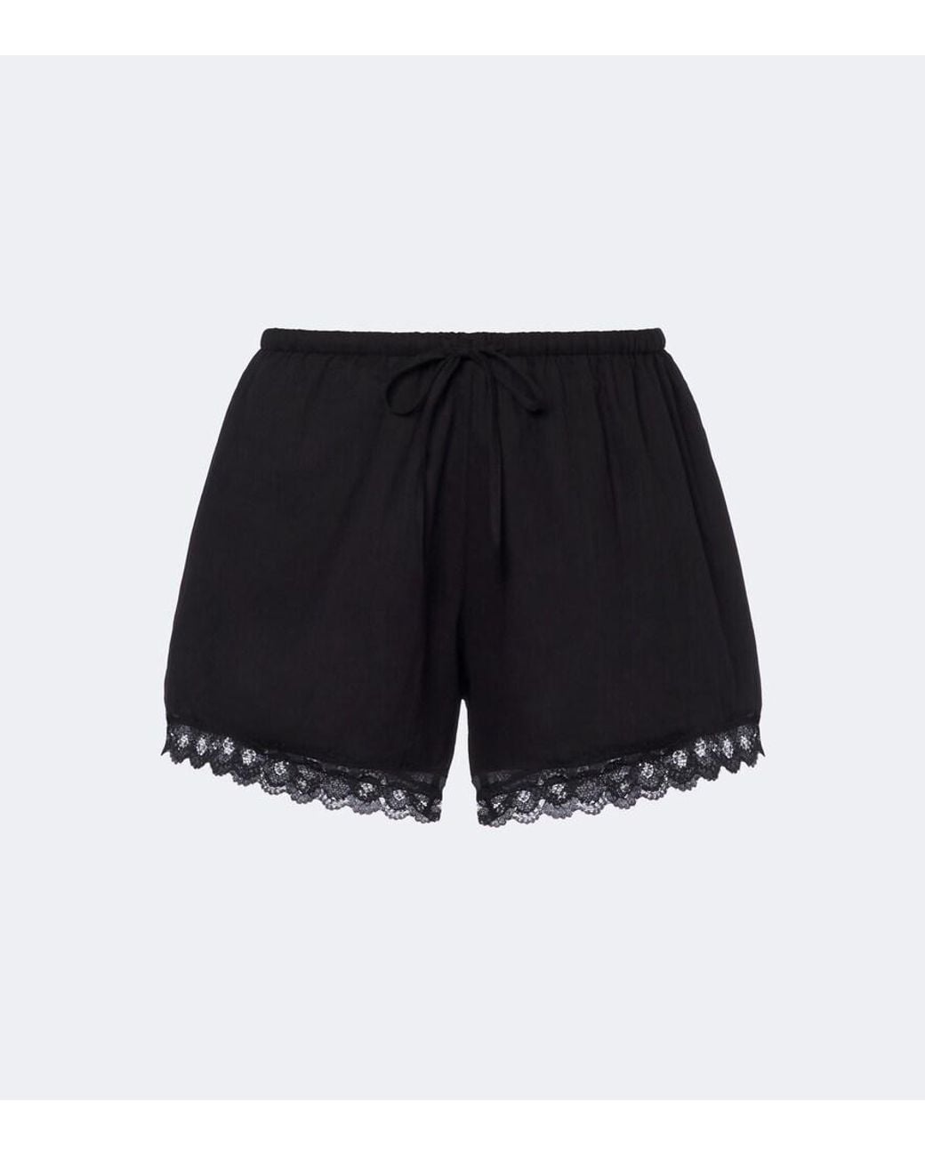 Posse Black Marilyn Lace-Trimmed Cotton Shorts