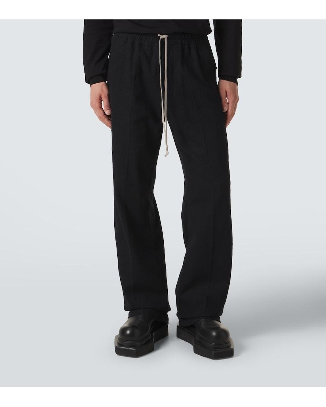 Rick Owens Blue Dietrich Cotton And Wool Wide-Leg Pants for men