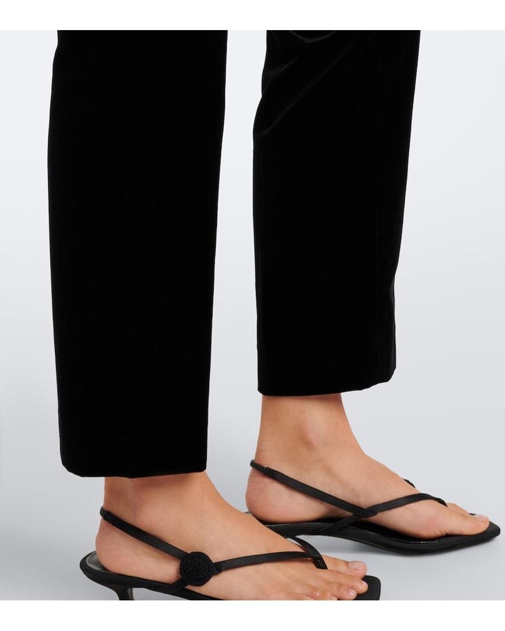 Rohe Black Cotton Velvet Cigarette-Leg Pants