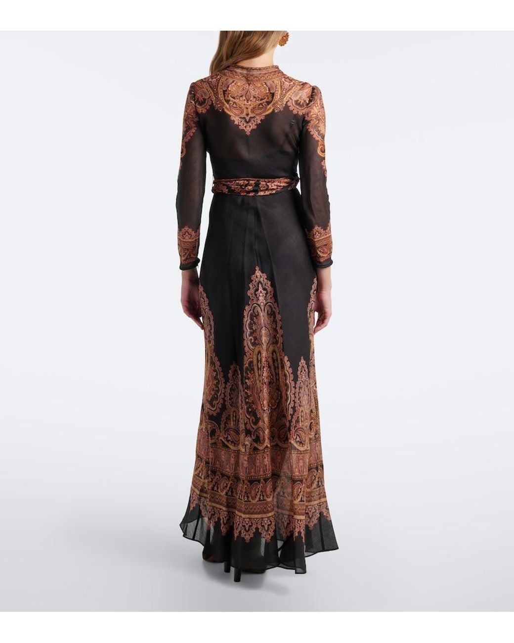 Zimmermann Brown Ascent Paisley Linen And Silk Maxi Dress