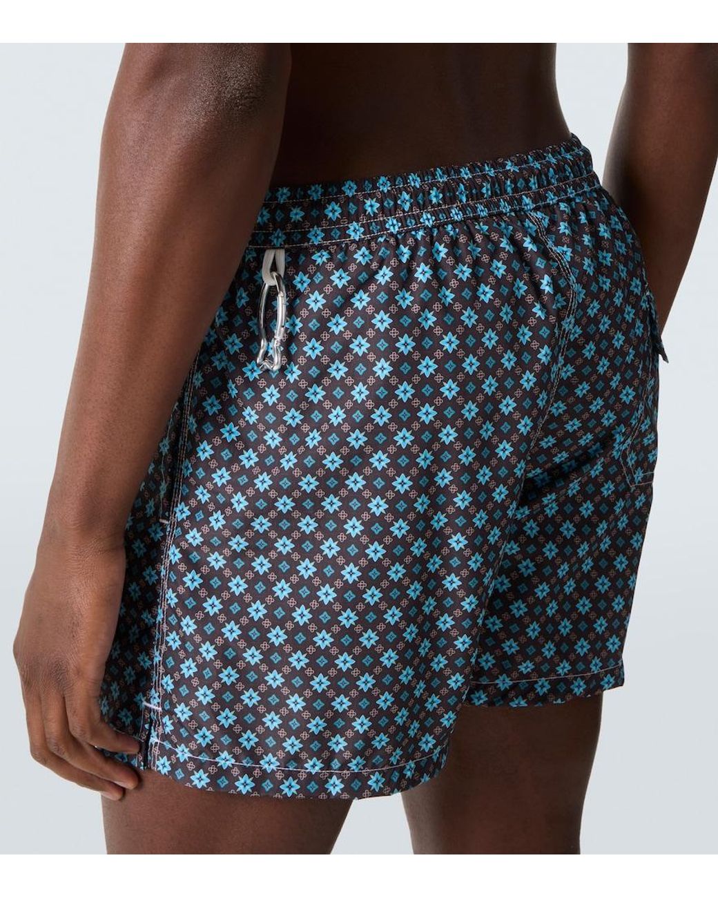 Fedeli Blue Madeira Printed Swim Trunks for men