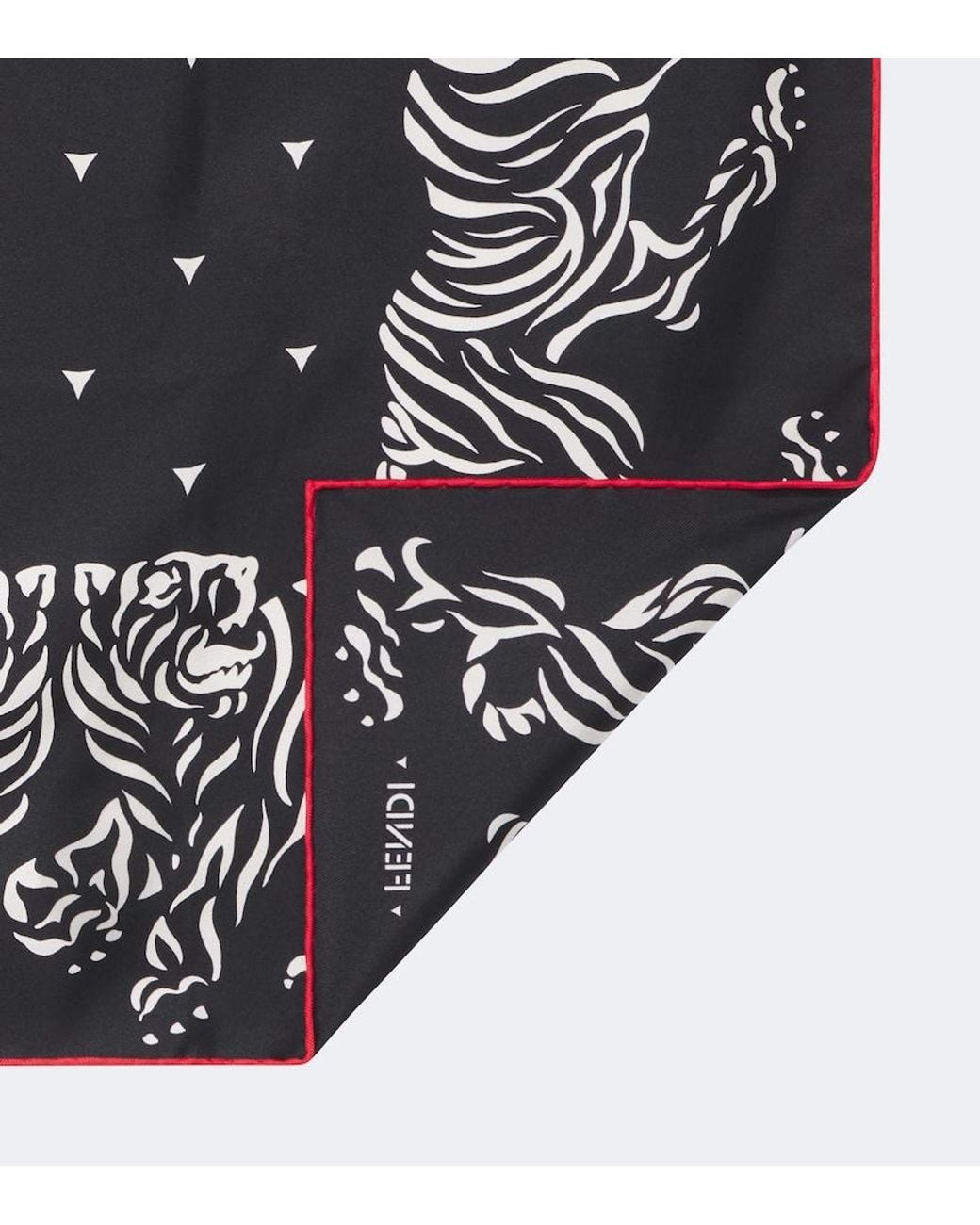 Fendi Black Printed Silk Scarf