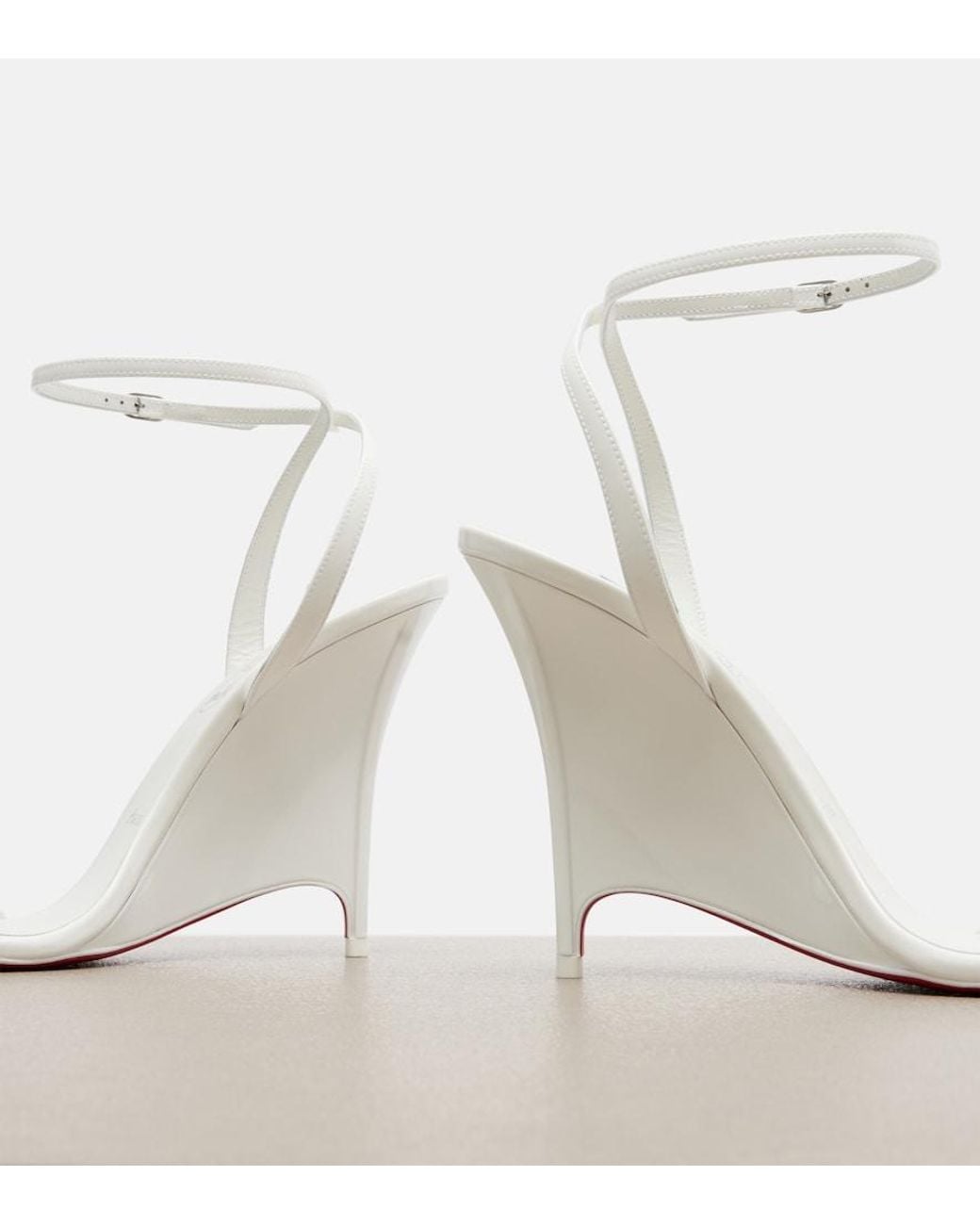 Christian Louboutin White Miss Z Patent Leather Wedge Sandals