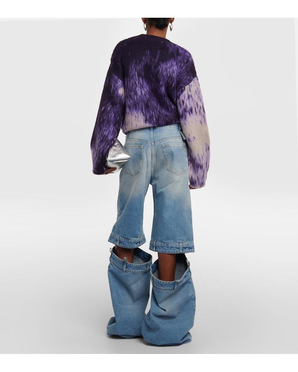 The Attico Blue Low-Rise Wide-Leg Jeans