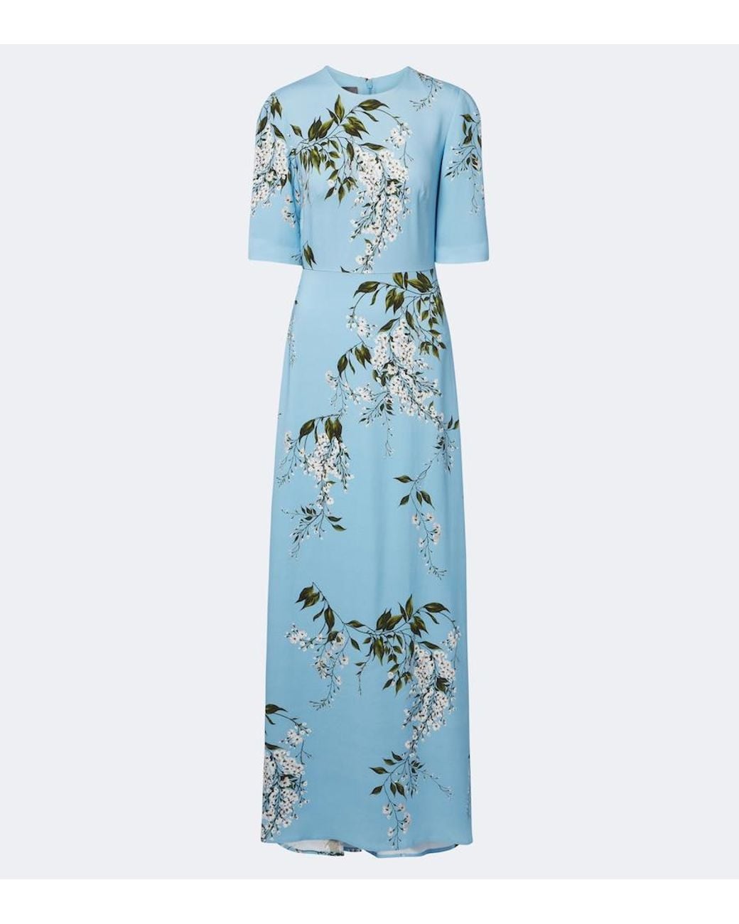 Monique Lhuillier Blue Floral Maxi Dress