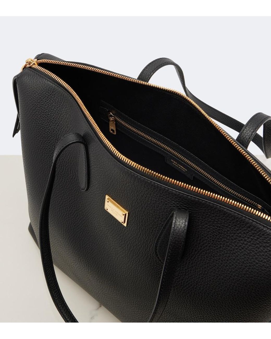Dolce & Gabbana Black Vittoria Large Leather Tote Bag