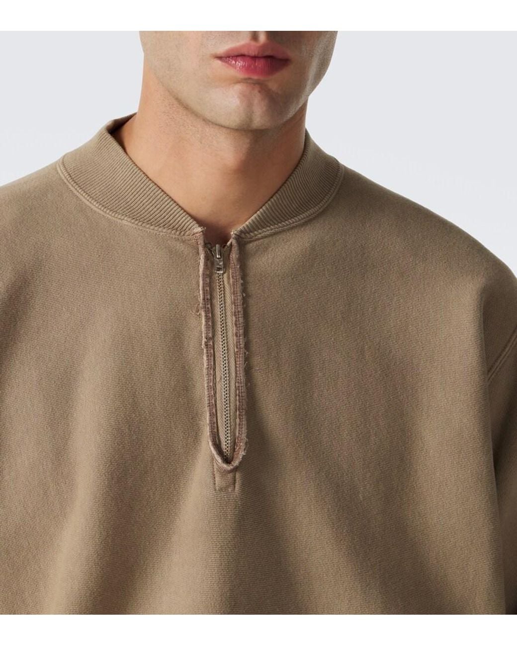 A.PRESSE Natural Cotton Zip-Up Sweater for men
