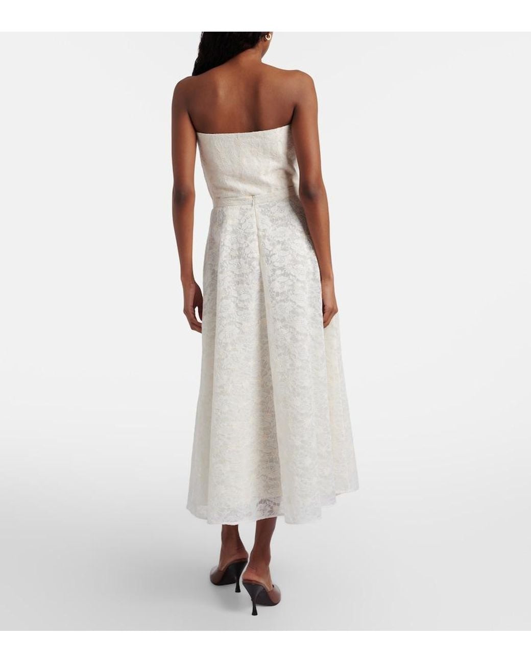 Max Mara White Avena Embroidered Midi Skirt