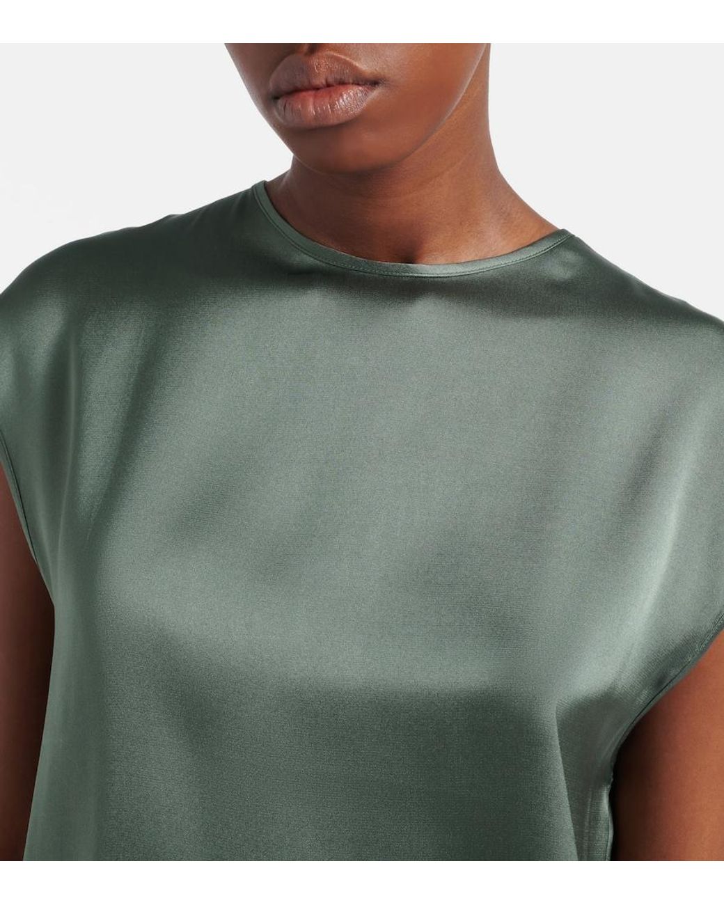 Asceno Green Dasha Silk Twill Top