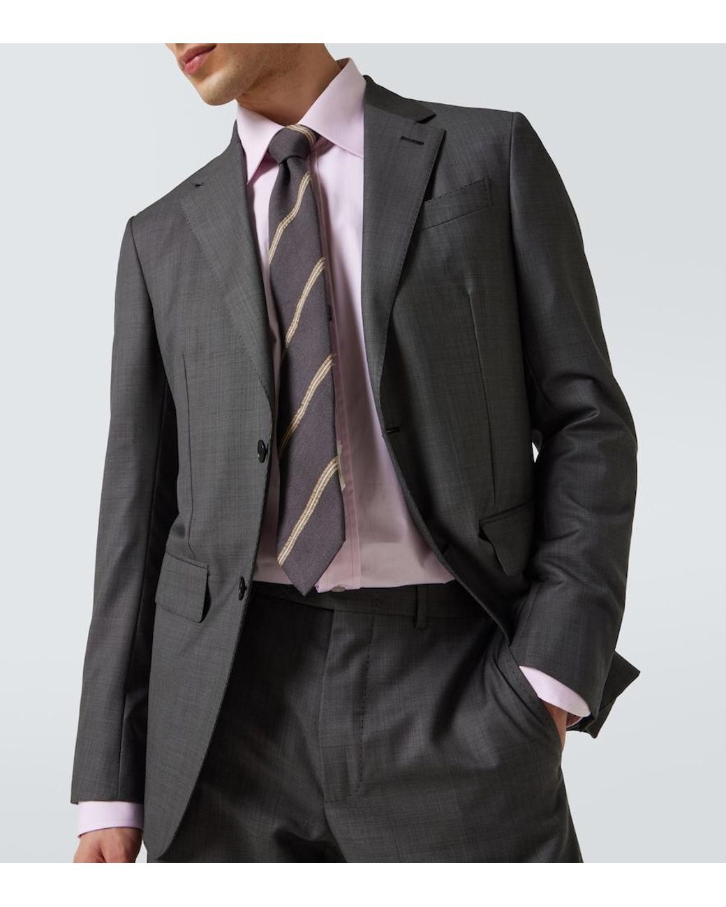 Zegna Gray Single-breasted Virgin Wool Suit for men