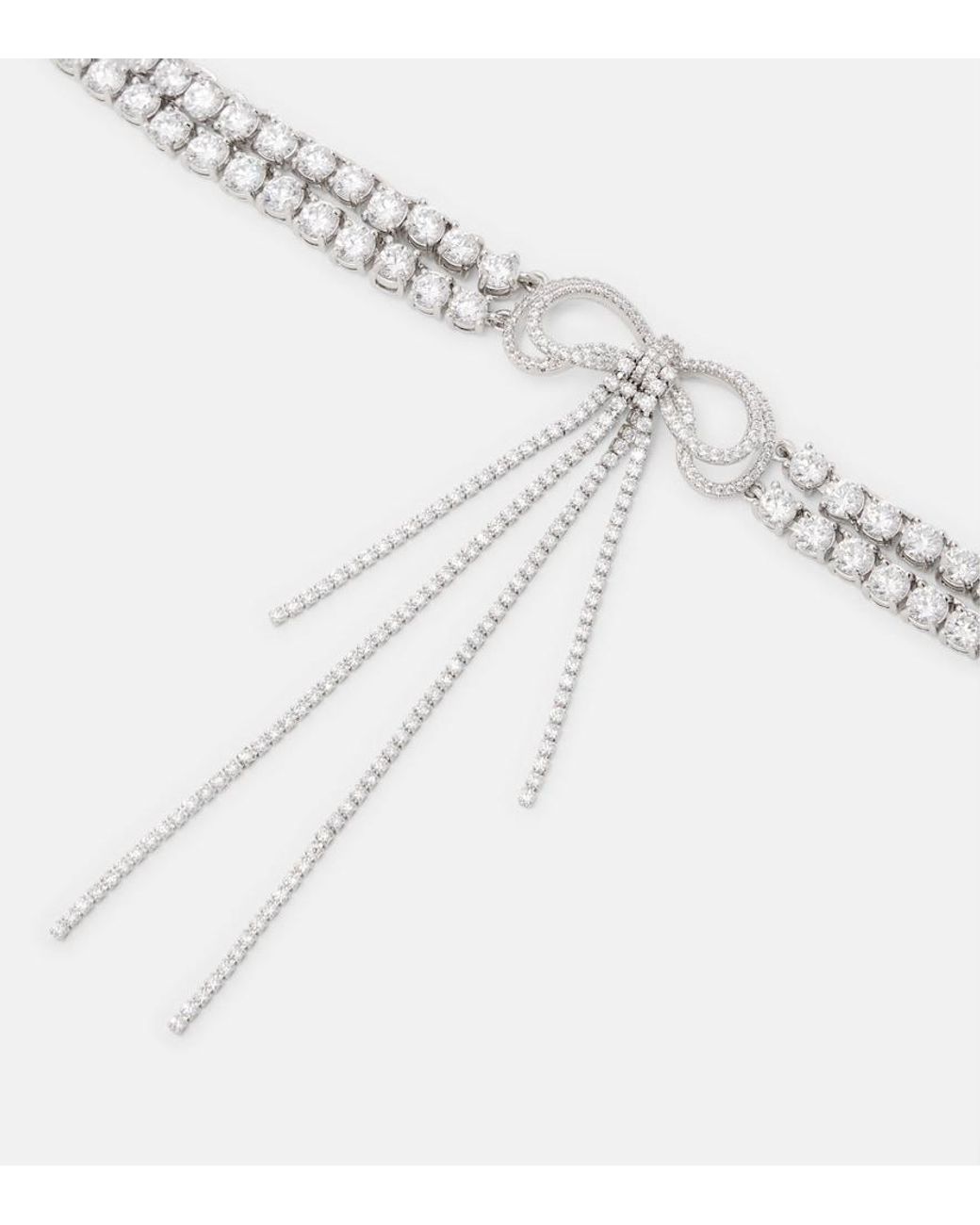 Self-Portrait White Bow Crystal-Embellished Choker