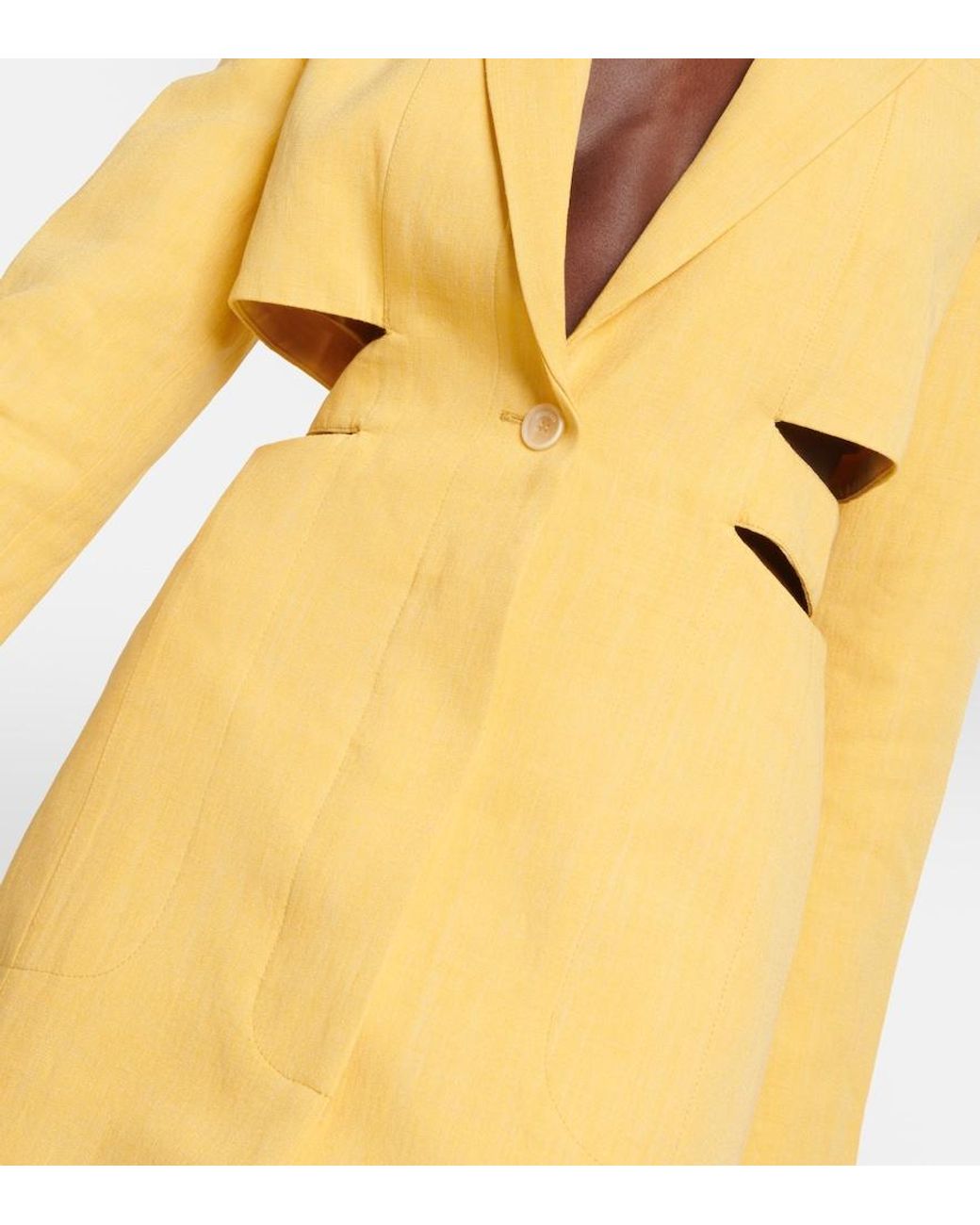 Jacquemus Yellow La Robe Bari Mini Blazer Dress, Brand Size 38 (Us