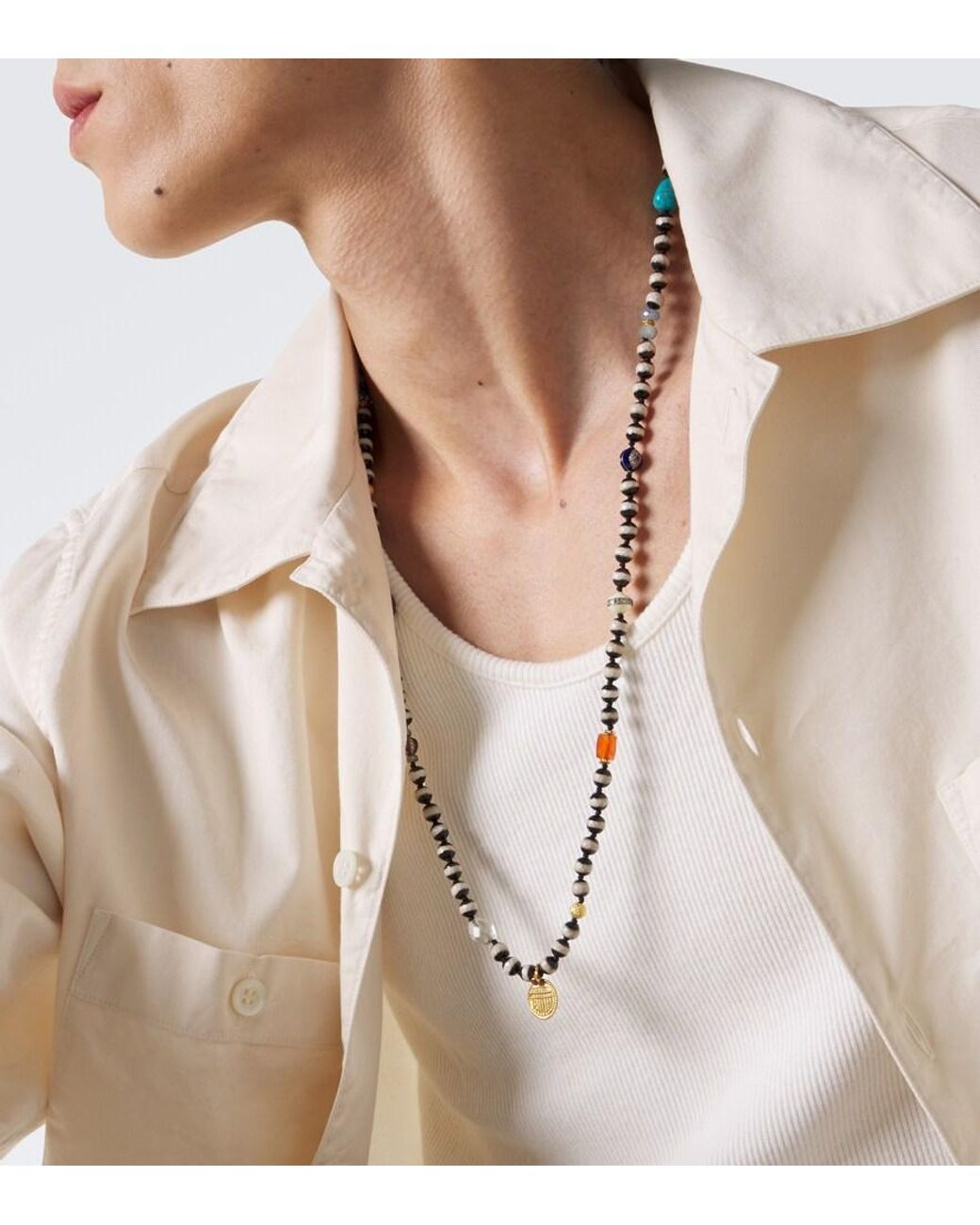 Ileana Makri Blue Beaded Necklace With Gemstones for men