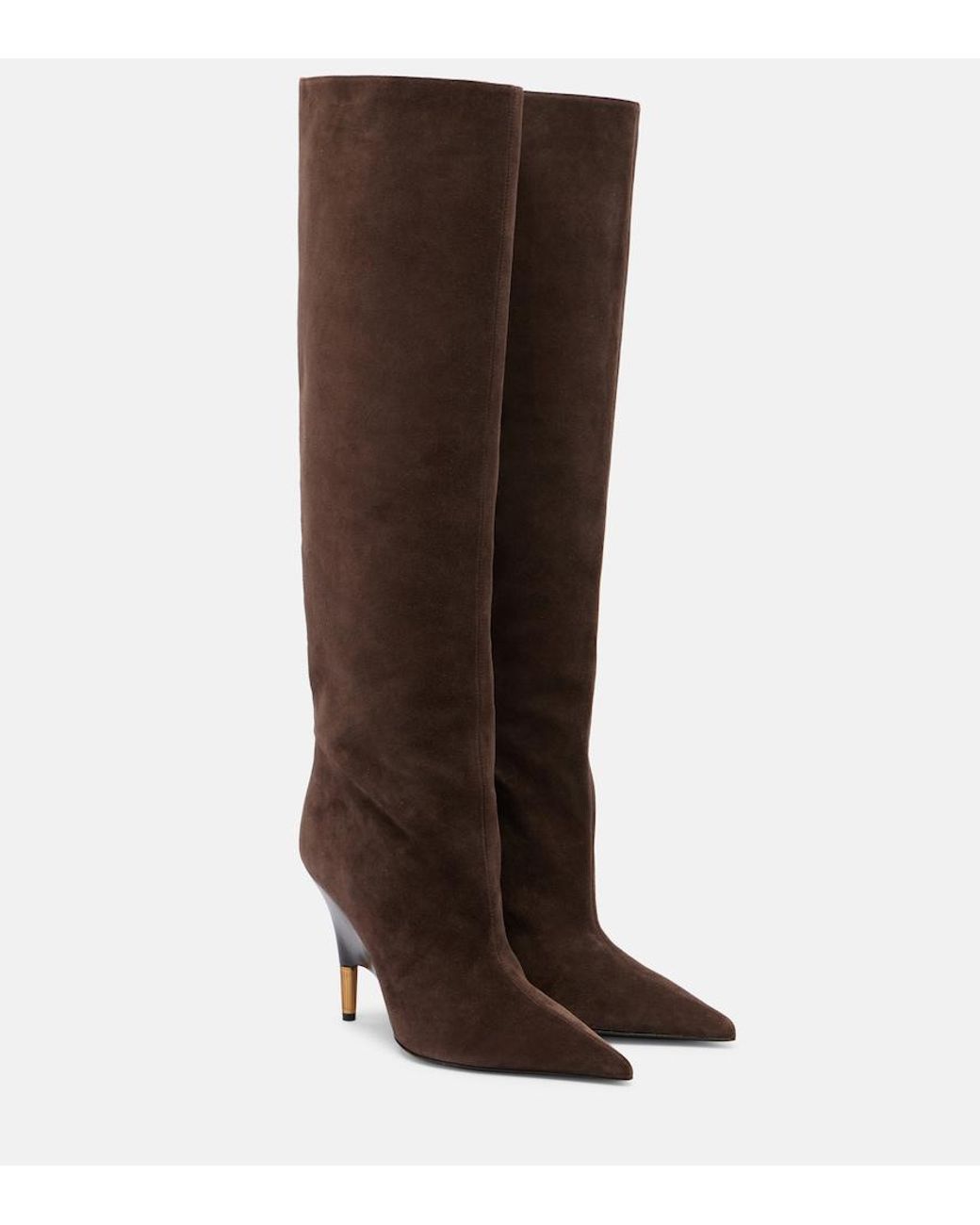 Khaite Brown Bella 100 Suede Knee-High Boots