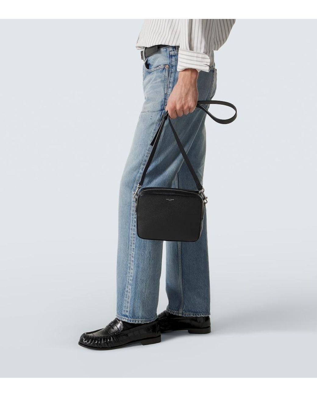 Saint Laurent White Spl Small Leather Shoulder Bag for men