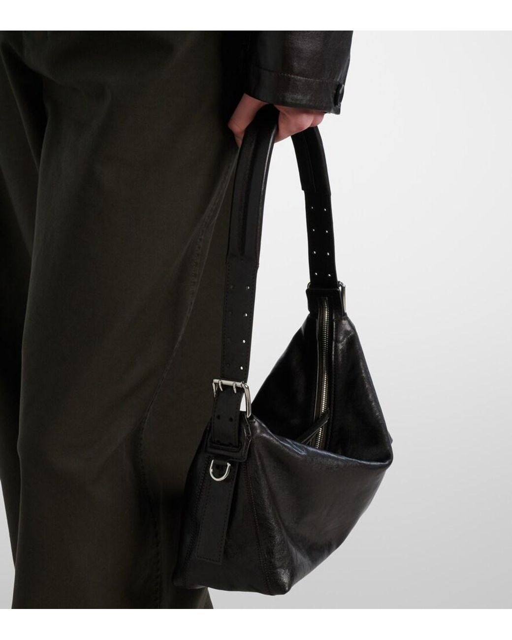Lemaire Gray Belted Leather Shoulder Bag