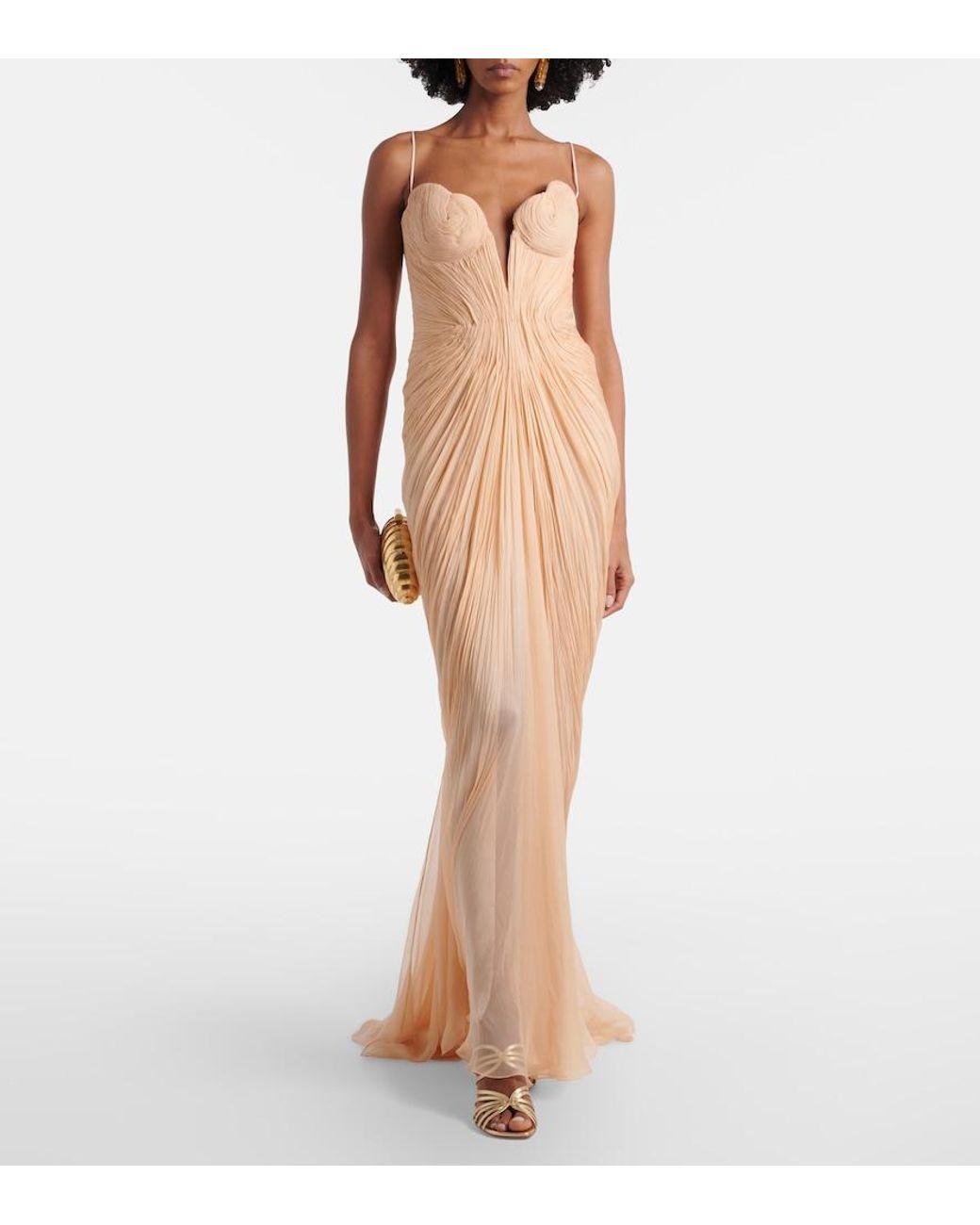 Maria Lucia Hohan White Cecilia Draped Silk Gown