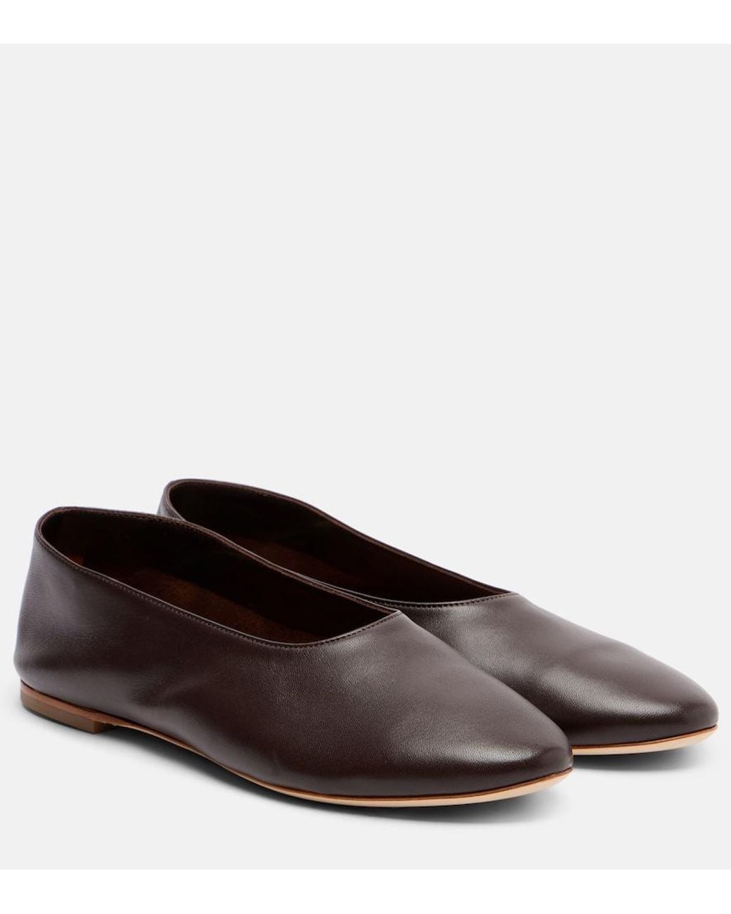Staud Brown Alba Leather Ballet Flats