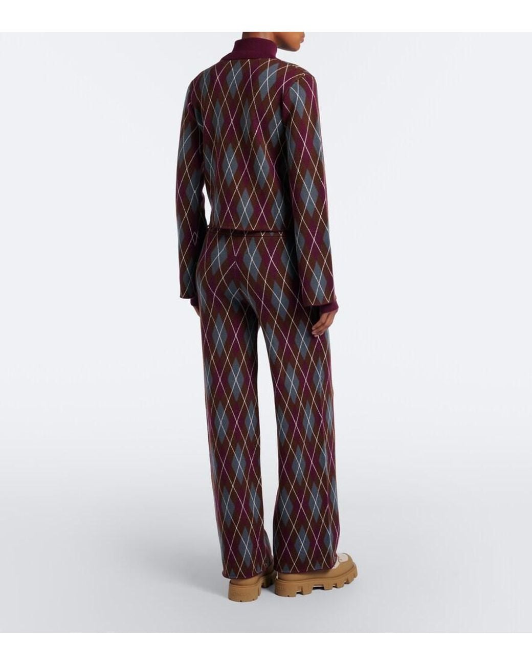 Perfect Moment Red Argyle Wool Cardigan