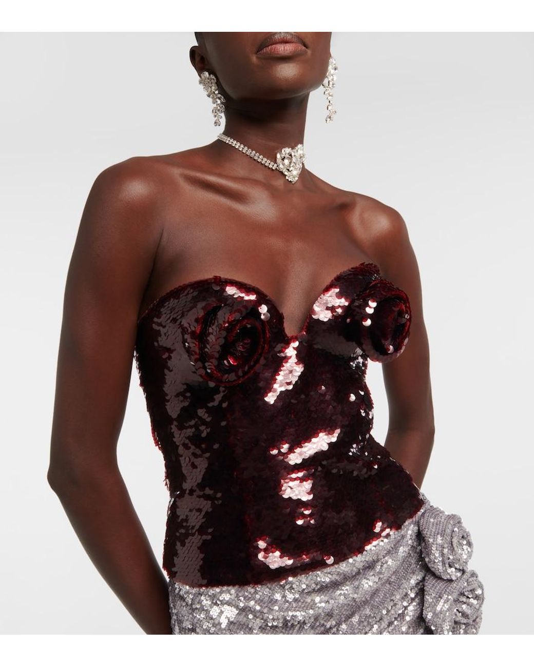Magda Butrym Black Sequined Bustier Top