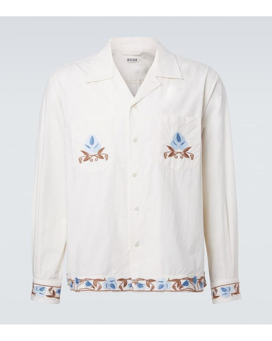 Bode White Nouveau Vine Cotton Poplin Shirt for men