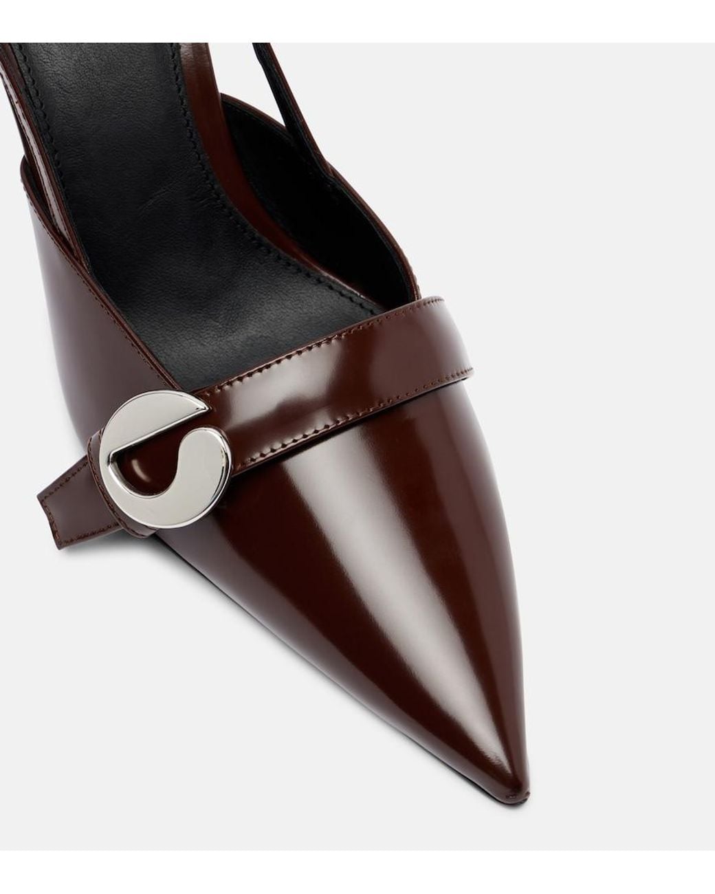 Coperni Brown Belt Stiletto Leather Slingback Pumps