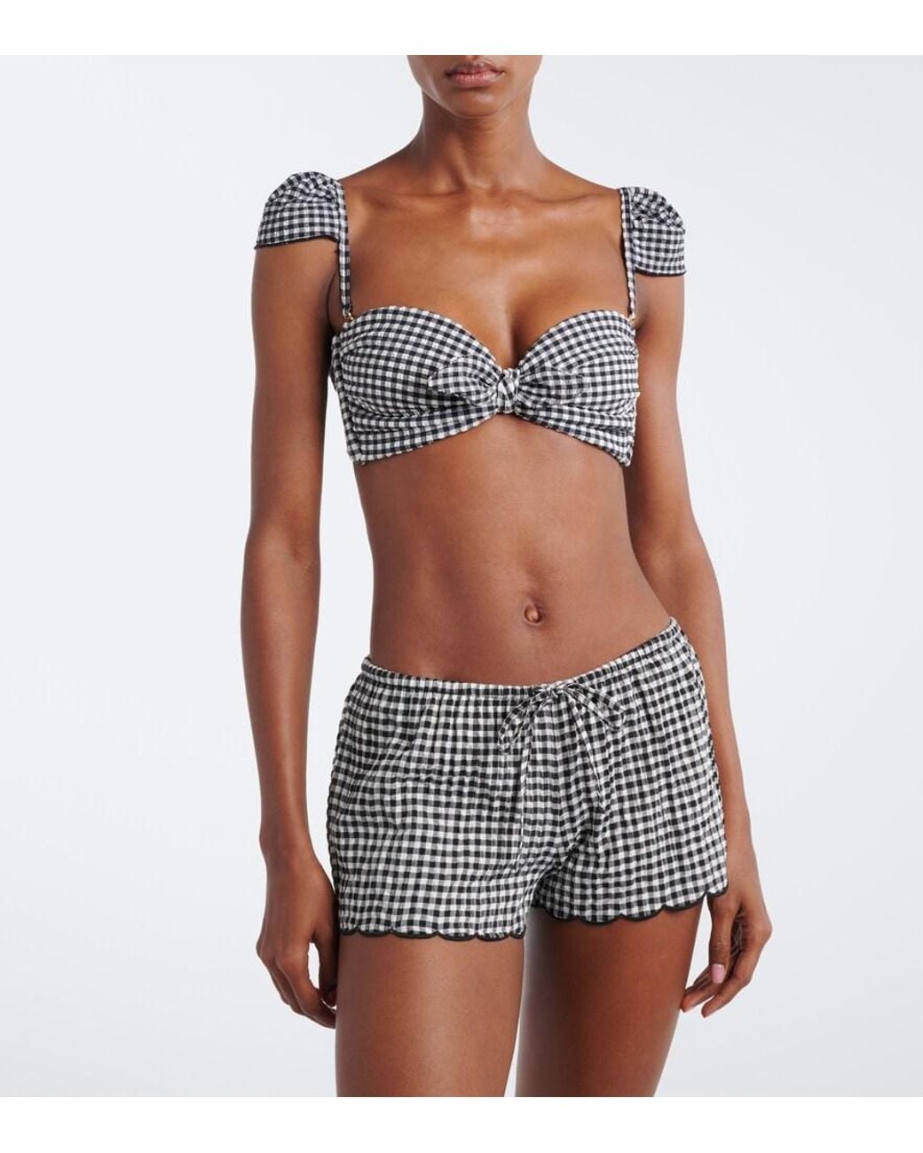 Montce Blue Cabana Gingham Seersucker Bikini Top