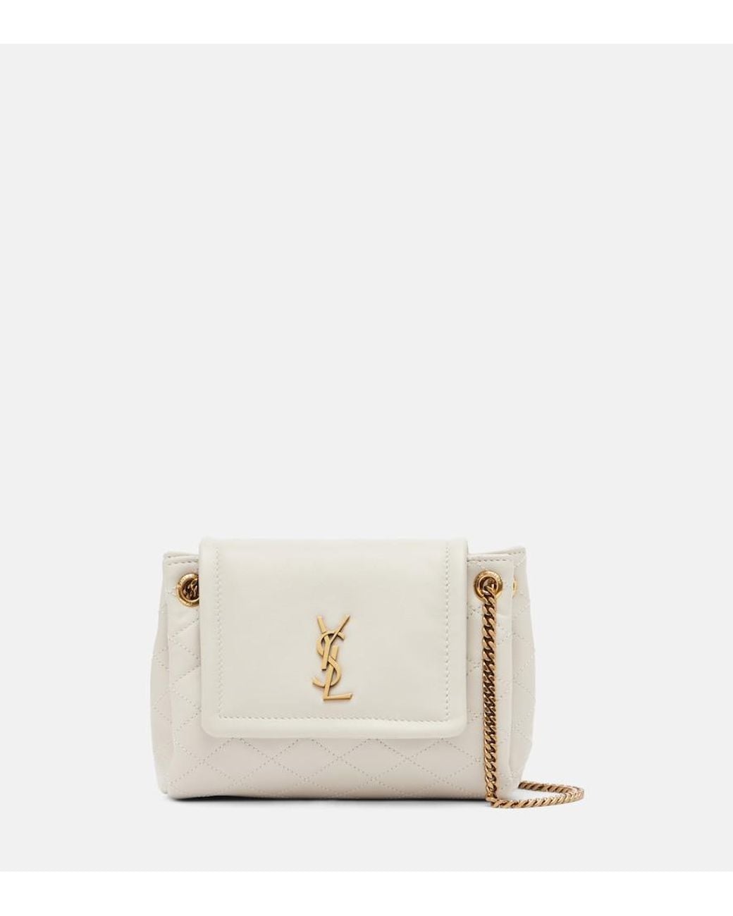 Saint Laurent Natural Nolita Mini Leather Shoulder Bag