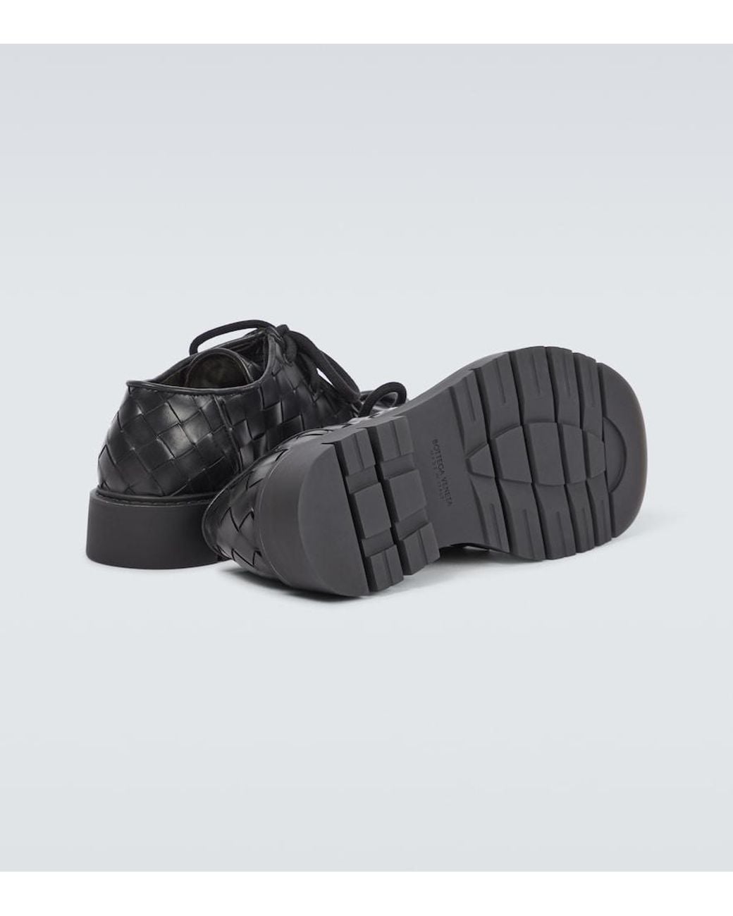 Bottega Veneta Black Haddock Leather Derby Shoes for men