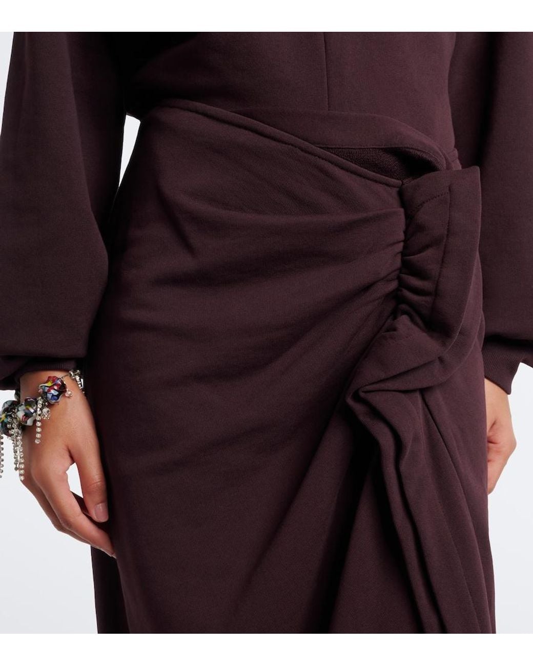 Dries Van Noten Purple Ruffled Cotton Jersey Midi Skirt