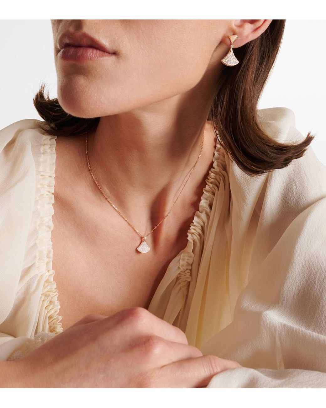 BVLGARI Metallic Diva's Dream 18Kt Rose Necklace With Diamonds
