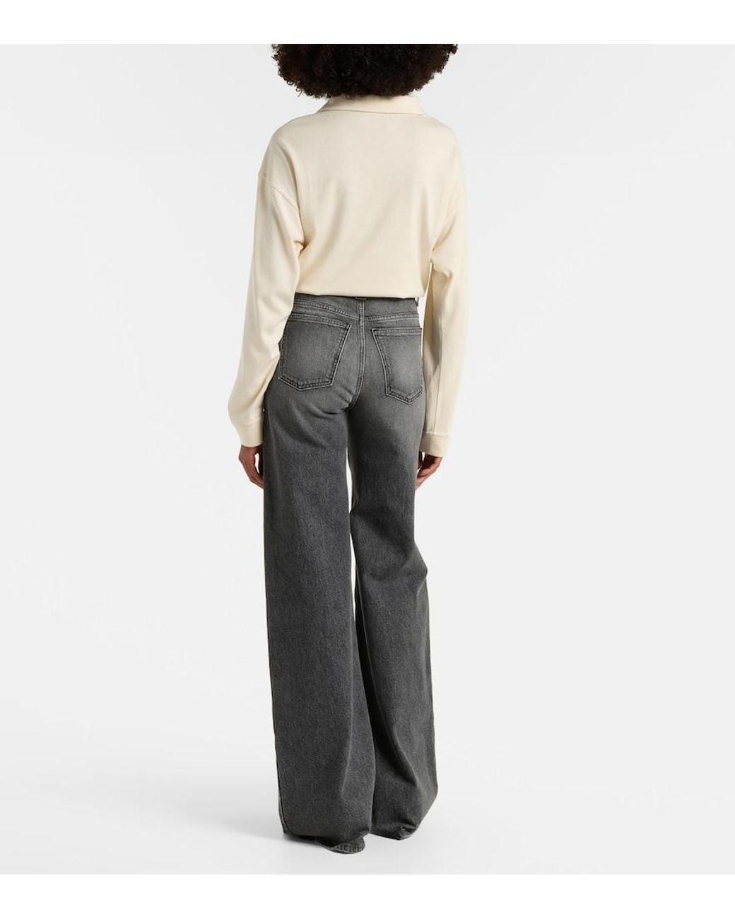 Khaite Gray Dane High-Rise Wide-Leg Jeans