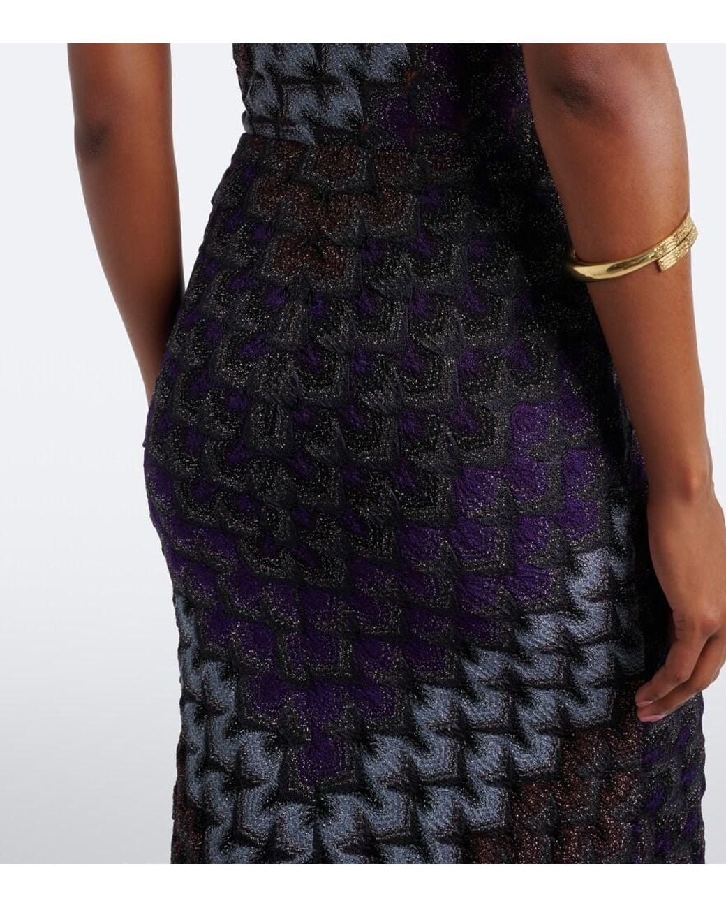 Missoni Blue Knitted Lame Maxi Skirt