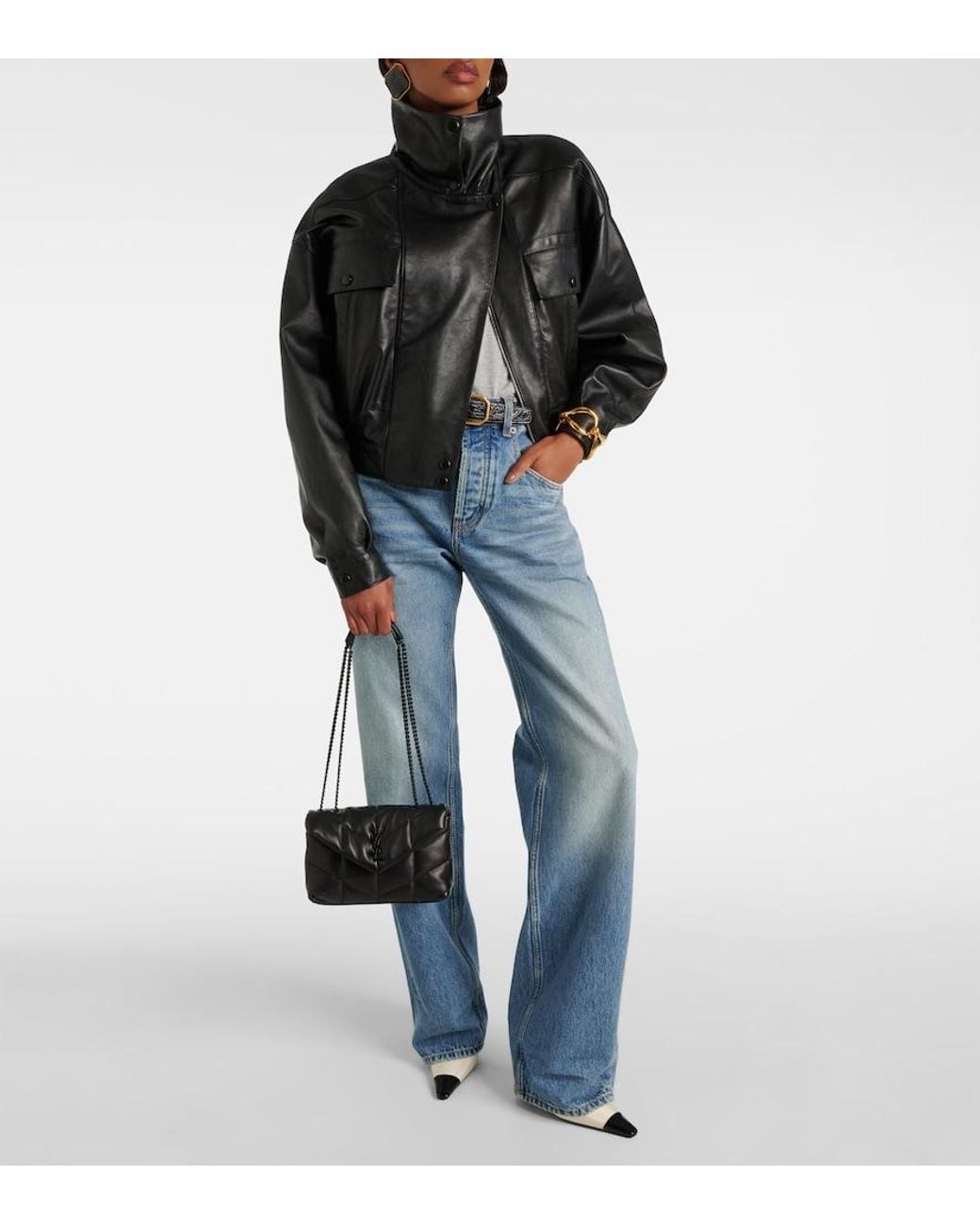 Saint Laurent Black Puffer Toy Leather Shoulder Bag