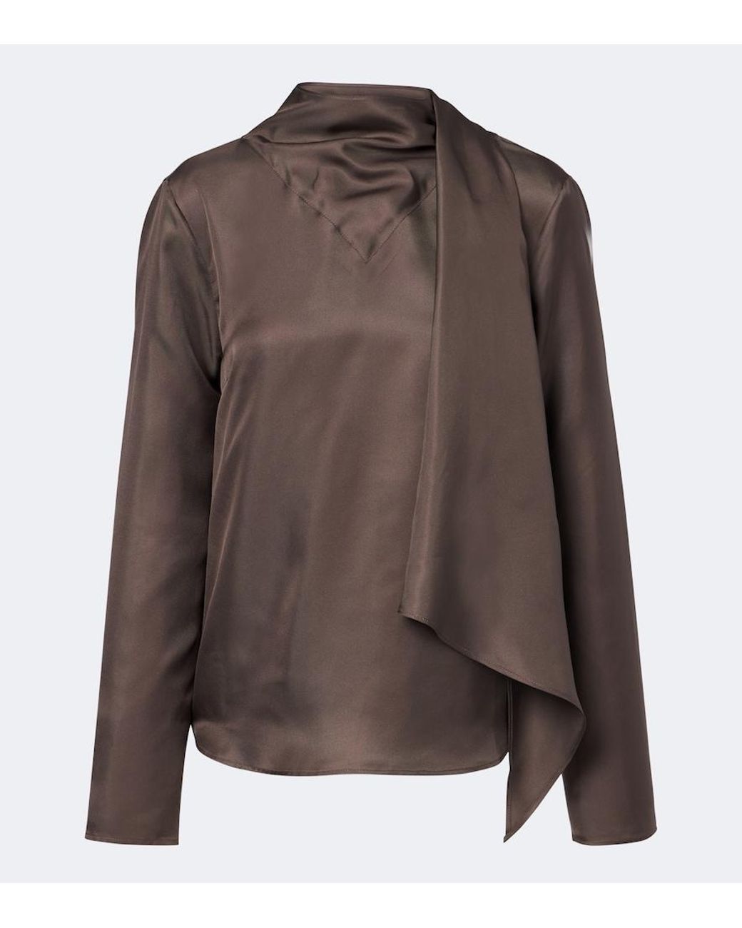 Loulou de Saison Brown Gala Scarf-Detail Silk Blouse