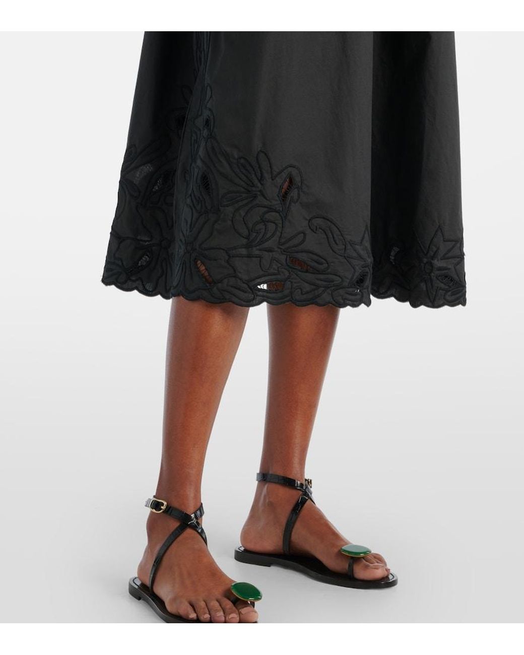 Juliet Dunn Black Floral Embroidered Cotton Minidress