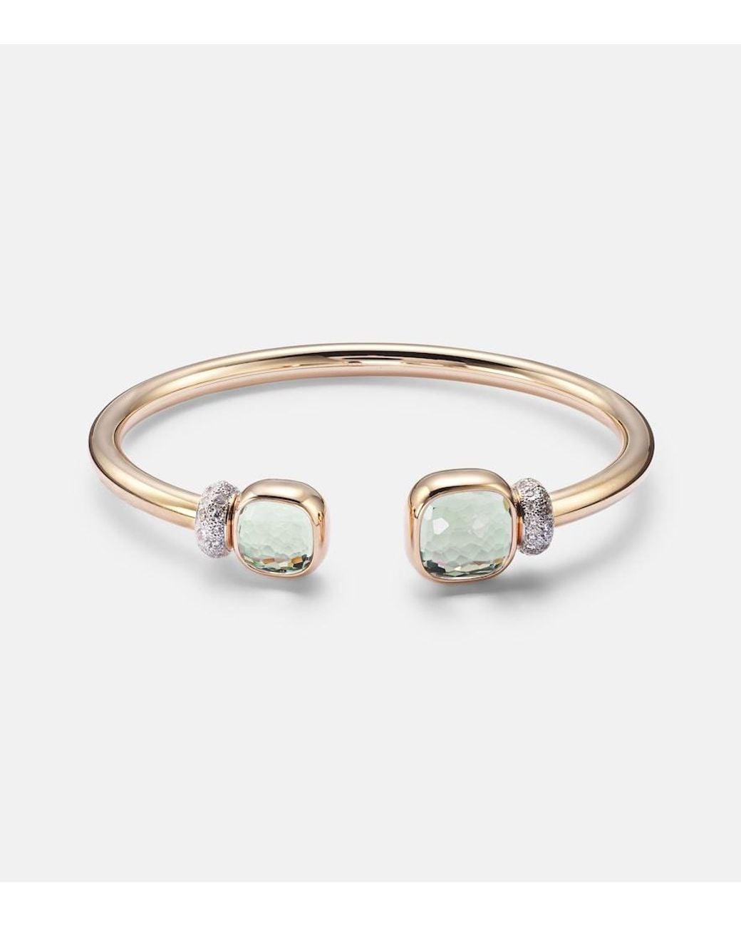 Pomellato White Nudo 18Kt Rose Cuff Bracelet With Prasiolites And Diamonds