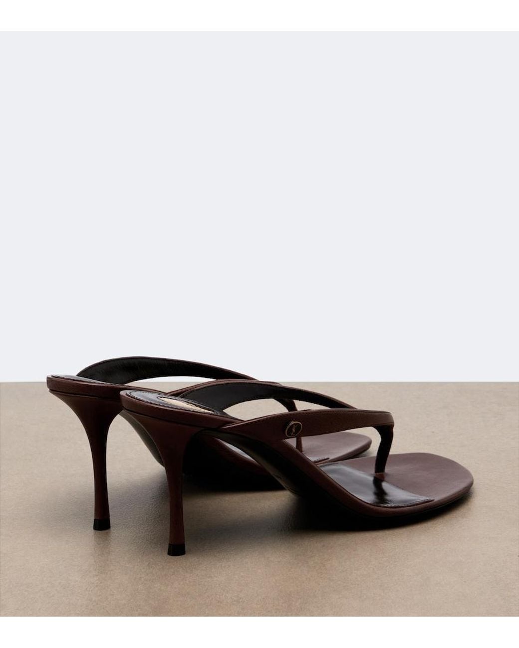 Saint Laurent Black Sue Leather Thong Sandals