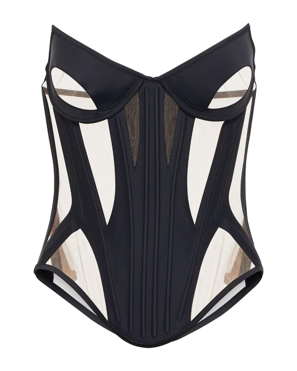 mugler-black-Paneled-Tulle-
