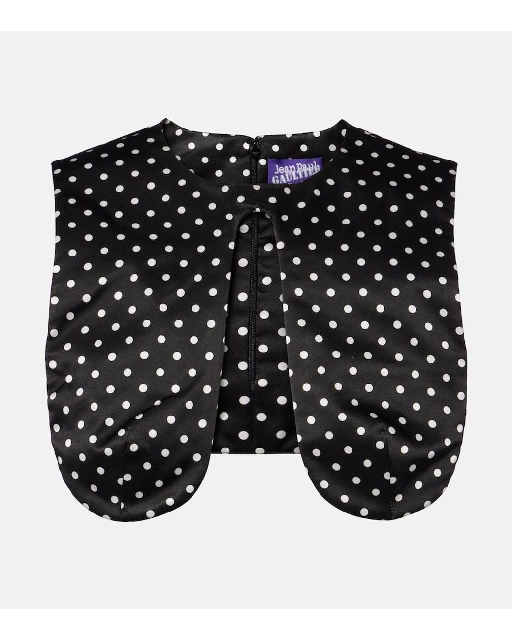 Jean Paul Gaultier Black Polka-Dot Silk Crop Top