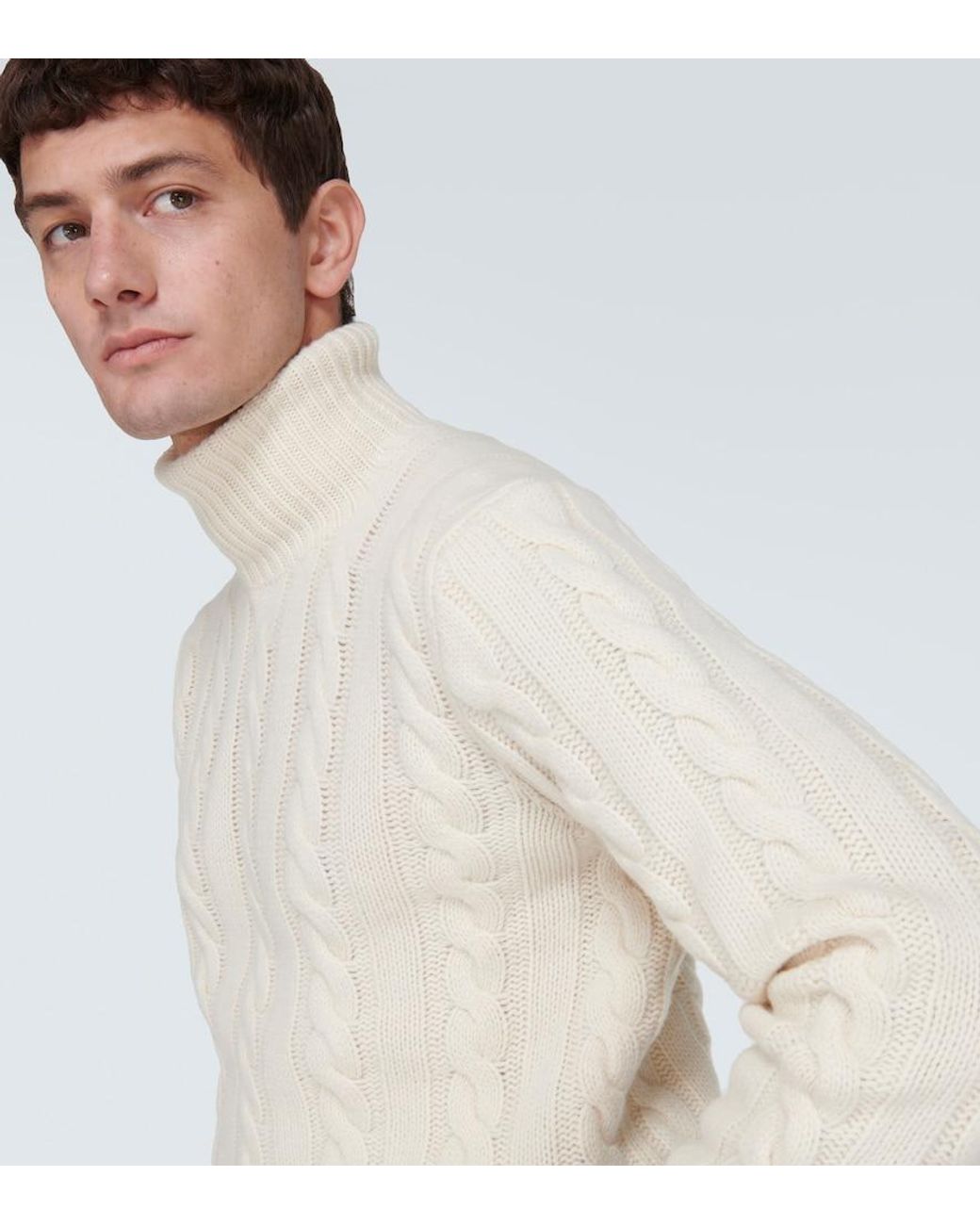Polo Ralph Lauren White Cable-Knit Wool And Cashmere Turtleneck Sweater for men