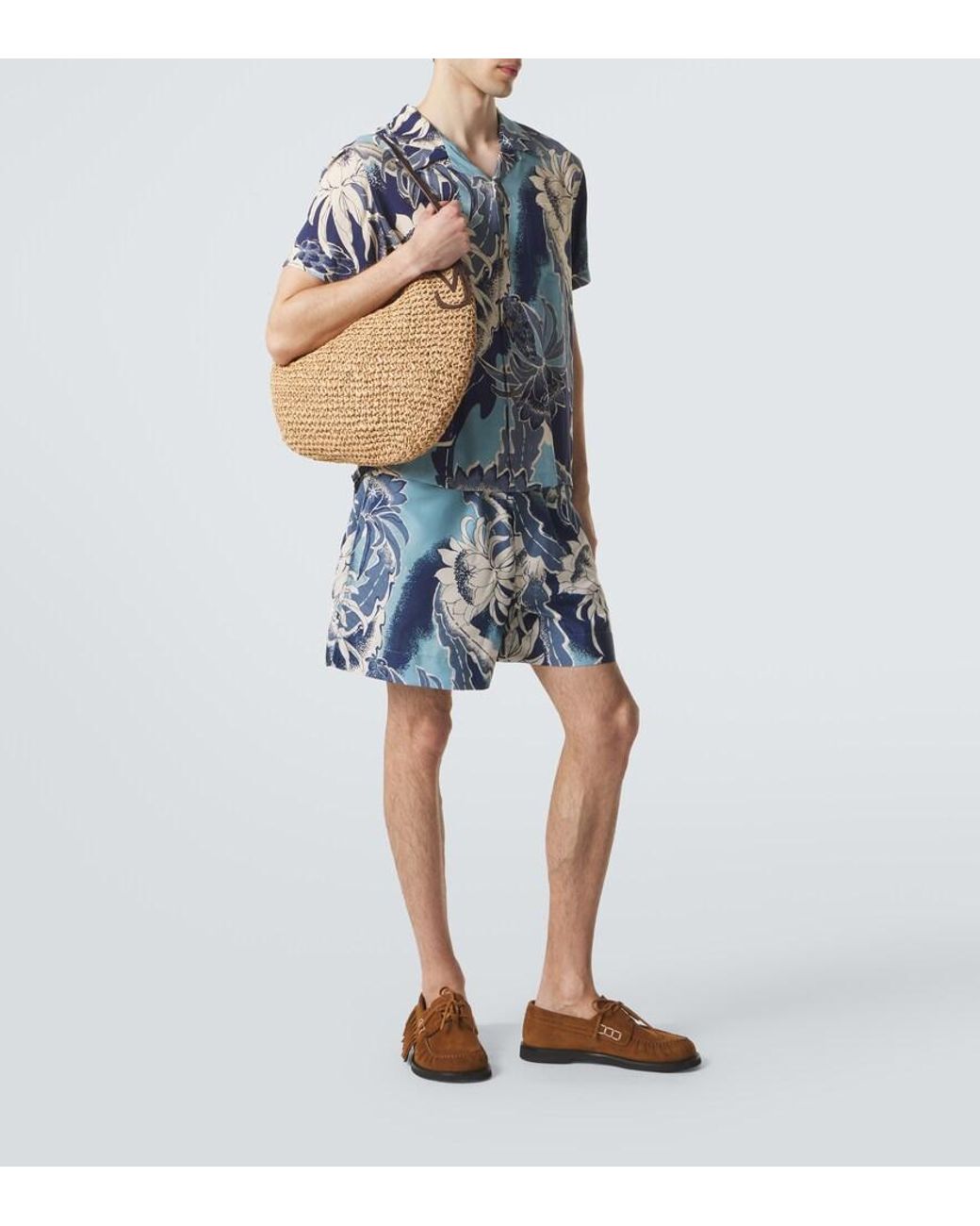 J.W. Anderson Brown Bulb Xl Suede-Trimmed Raffia Bucket Bag for men