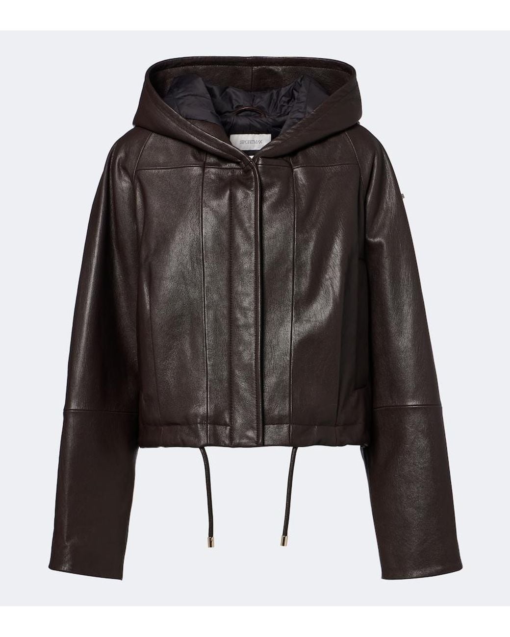 Sportmax Black Hooded Leather Jacket